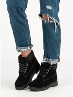 Originální kotníčkové boty dámské černé na plochém podpatku Originální kotníčkové boty dámské černé na plochém podpatku