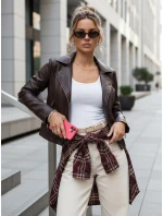 Dámská kostkovaná košile s odřenými okraji vínová FashionStreet DY0484