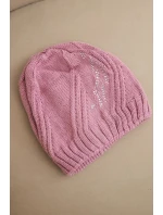 Dámská zimní čepice s vlnou volného střihu K442 růžová