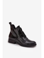 Lakované zateplené dámské boty s ozdobným detailem S.Барски HY52-525 Černé