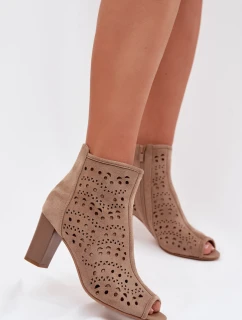 Dámské otevřené kotníkové boty na podpatku s výřezem béžové Ilavette