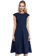 M296 Šaty s obrácenými záhyby - ecru barva M296 Šaty s obrácenými záhyby - ecru barva