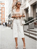 Dámské pruhované džínové bermudy s vysokým pasem bílé FashionStreet SY0503