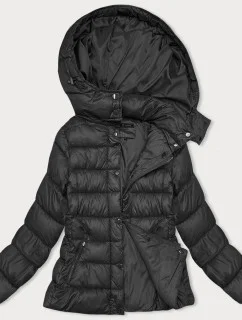 Černá dámská prošívaná zimní bunda s kapucí (YP-22075-1)
