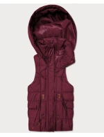 Puchowy bezrękawnik damski z kapturem Goodlookin bordowy (B8600-27)