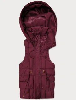 Puchowy bezrękawnik damski z kapturem Goodlookin bordowy (B8600-27)
