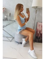Žebrovaná halenka s halenkou modrá