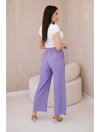 Viskózové kalhoty se širokými nohavicemi fialka