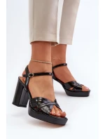 Patentované dámské sandály na vysokém podpatku Černá D&A Patentované dámské sandály na vysokém podpatku Černá D&A