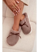 Dámské chlupaté papuče s kokardkou – khaki Minella Dámské chlupaté papuče s kokardkou – khaki Minella