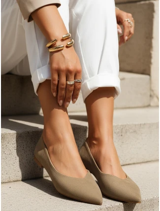 Dámské khaki semišové baleríny FashionStreet khaki ZY1350