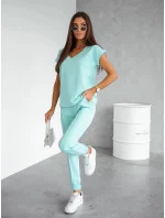 Dámský bavlněný dvoudílný komplet v tyrkysové barvě (VE55) Dámský bavlněný dvoudílný komplet v tyrkysové barvě (VE55)