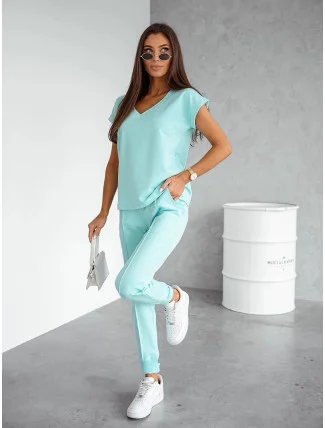Dámský bavlněný dvoudílný komplet v tyrkysové barvě (VE55) Dámský bavlněný dvoudílný komplet v tyrkysové barvě (VE55)