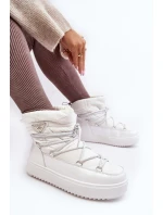 Dámské sněhule na platformě s vázáním bílé Fleure