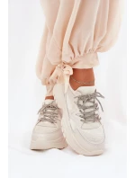 Dámské tenisky na platformě s ozdobným šněrováním béžové Evalianne