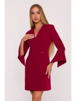 M876 Šaty s širokými manžetami - bordó
