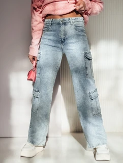 Dámské kalhoty ARGORAVE cargo baggy denim modré FashionStreet UY2226