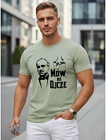 Pánské bavlněné tričko s klasickým potiskem v zelené barvě FashionStreet NX5145R Pánské bavlněné tričko s klasickým potiskem v zelené barvě FashionStreet NX5145R