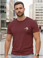 Pánské bavlněné tričko s potiskem orla, vínové, FashionStreet NX0148R Pánské bavlněné tričko s potiskem orla, vínové, FashionStreet NX0148R