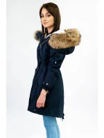Tmavě modrá dámská zimní bunda parka s odepínací podšívkou a kapucí (7626) Tmavě modrá dámská zimní bunda parka s odepínací podšívkou a kapucí (7626)