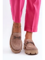 Hrubé dámské semišové mokasíny béžové Neloria