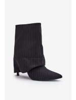 Dámské boty na podpatku se zahnutým svrškem a špičatými špičkami černé Naritua