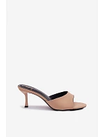 Dámské sandály na podpatku látkové Béžové Selmira