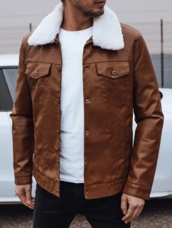 Pánská kožená bunda s kožešinou hnědá FashionStreet TX4746