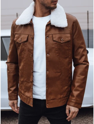 Pánská kožená bunda s kožešinou hnědá FashionStreet TX4746