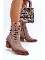 Kožené boty s výstřihy Maciejka 06412-04 Beige