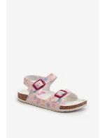 Dětské sandály s květinami a sponami Růžové Memoria