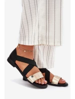 Dámské Plážové Sandály S Elastickými Pásky Černozlaté Marinea