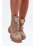 Dámské workery s krystaly na jazyku béžové Rosira