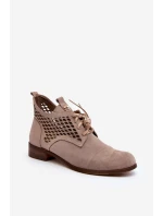 Zazoo 2878 Nízké Dámské Botky se Šněrováním Semišové Bežové