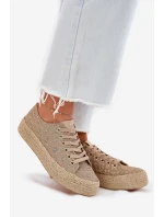 Vzorované dámské tenisky na platformě s pleteninou Lee Cooper LCW-25-08-3646L Khaki Vzorované dámské tenisky na platformě s pleteninou Lee Cooper LCW-25-08-3646L Khaki