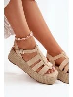 Dámské Sandály S Pásky A Pleteninou Béžové Pardauss