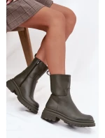 Dámské kotníkové boty na platformě ML245 Khaki tmavě zelená - Diamantique