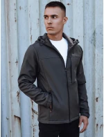 Pánská přechodná softshellová bunda s kapucí tmavě šedá FashionStreet TX4816