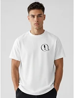Pánské bavlněné tričko oversize s potiskem bílé FashionStreet NX4009R Pánské bavlněné tričko oversize s potiskem bílé FashionStreet NX4009R