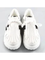 Bílo-černé dámské sportovní boty se zakrytým šněrováním (RA2049)