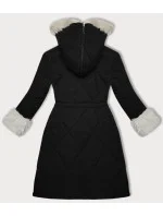 Černo-béžová prošívaná zimní bunda s kožešinovou podšívkou Way Mode (WD202308) Černo-béžová prošívaná zimní bunda s kožešinovou podšívkou Way Mode (WD202308)