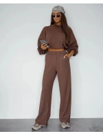 Dámský komplet s vaflovou strukturou v barvě cappuccino - mikina a kalhoty (821108)