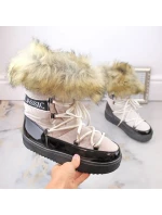 Šněrovací sněhule na platformě s kožešinou Vinceza W JAN262 beige