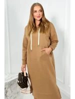 Dlouhé šaty s kapucí Velbloud