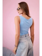 Dámská halenka na ramínka s výstřihem modrý