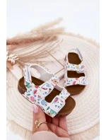 Dětské sandály na korkové podrážce s přezkami ovoce bílé Thessa