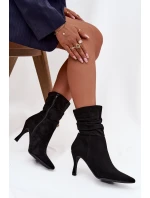 Dámské Kotníkové Boty Na Podpatku S Vrásčeným Nárt Eko Semiš Zámek Černé Ulisse Dámské Kotníkové Boty Na Podpatku S Vrásčeným Nárt Eko Semiš Zámek Černé Ulisse