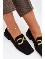 Dámské mokasíny z přírodního semiše zlatý detail D&A CR61-3115 Černé