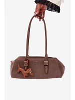 Kabelka z imitace semiše s přívěskem Dalmatin Tmavě béžová Noely