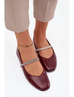 Dámské baleríny s lesklými pásky Ilirene – bordó